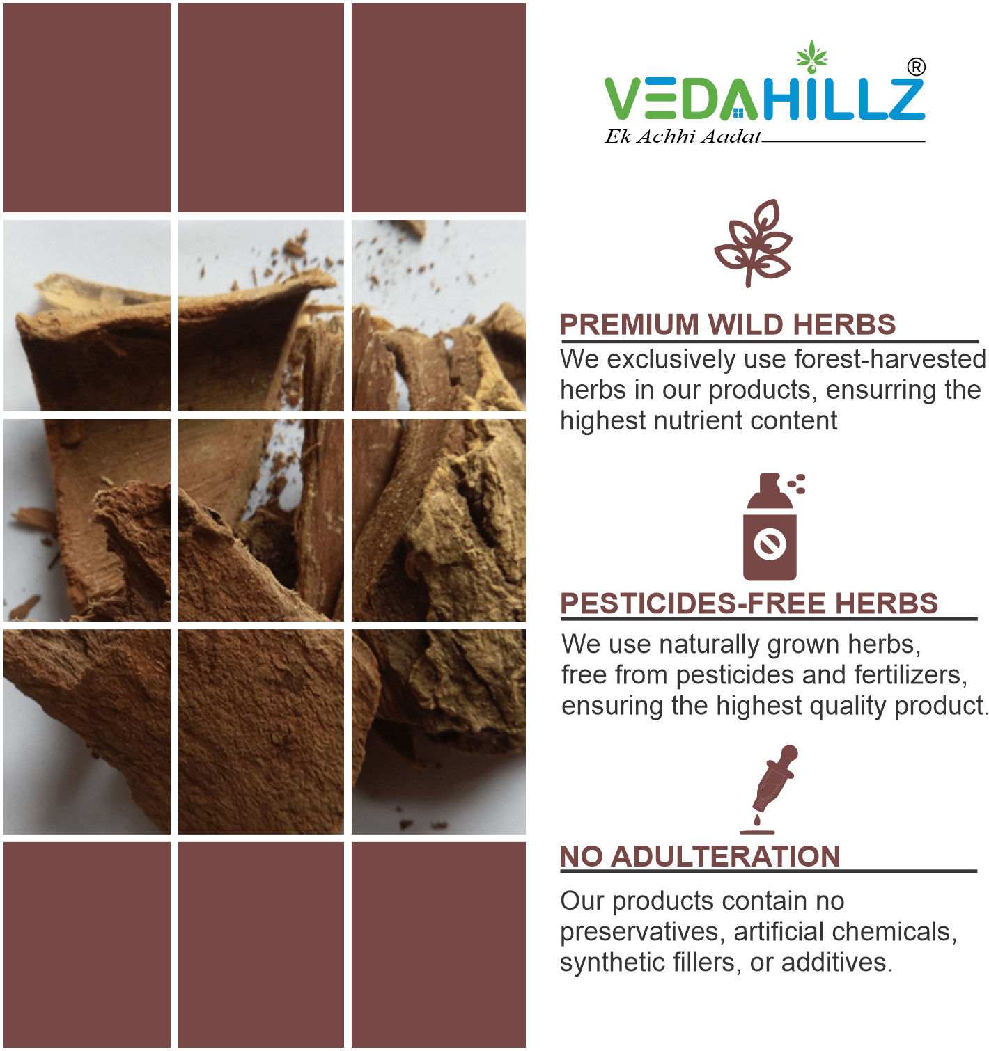 Vedahillz Ashoka Bark Powder Made from Finely Ground Ashoka Tree Bark